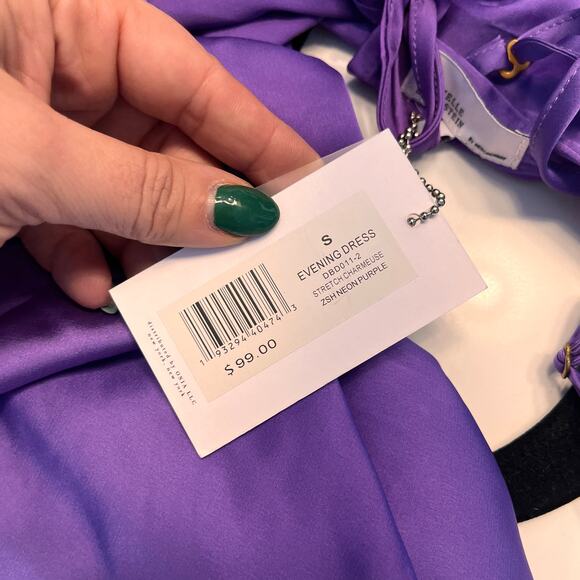 NWT Danielle Bernstein Purple Evening Stretch Charmeuse Slip Dress Size Small - Picture 8 of 15
